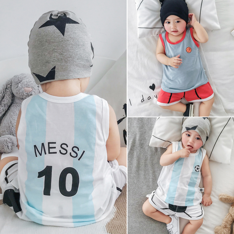 Clearance special two-piece vest suit 6-12 months boy baby ball suit vest shorts sports and leisure suit