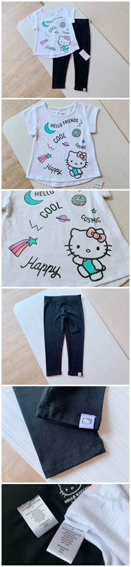 Xuất khẩu sang Hoa Kỳ quần áo trẻ em mùa hè áo thun cotton mỏng xà cạp hai mảnh cô gái dễ thương hoạt hình ngắn tay bộ đồ 2-6 tuổi - Phù hợp với trẻ em