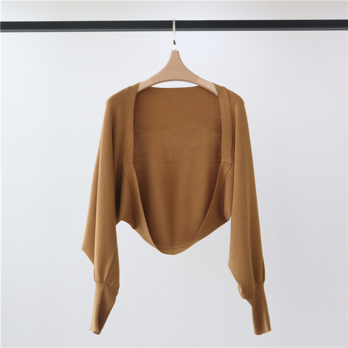 The new 2022 autumn collection of woolen knitted cardigan for women features a loose-fitting shawl with a laid-back style. It is a one-piece solid-color outerwear with a small coat pic 31