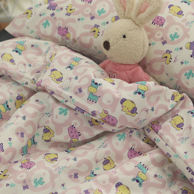 Cartoon farm animal pure cotton cloth custom-made girl children's dormitory kindergarten bed sheet quilt cover fitted sheet pillowcase