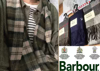 Shanghai spot barbour men and women general British Scottish plaid wool scarf gift box