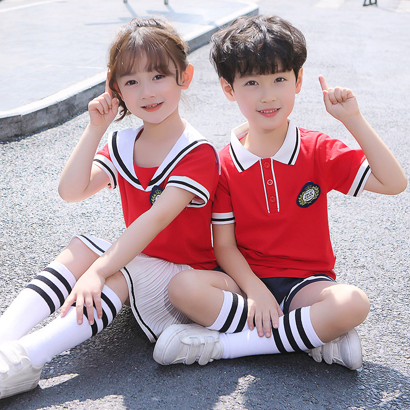 Kindergarten garden clothes summer clothes new short-sleeved college style school uniform Primary school class clothes pure cotton sports suit graduation suit