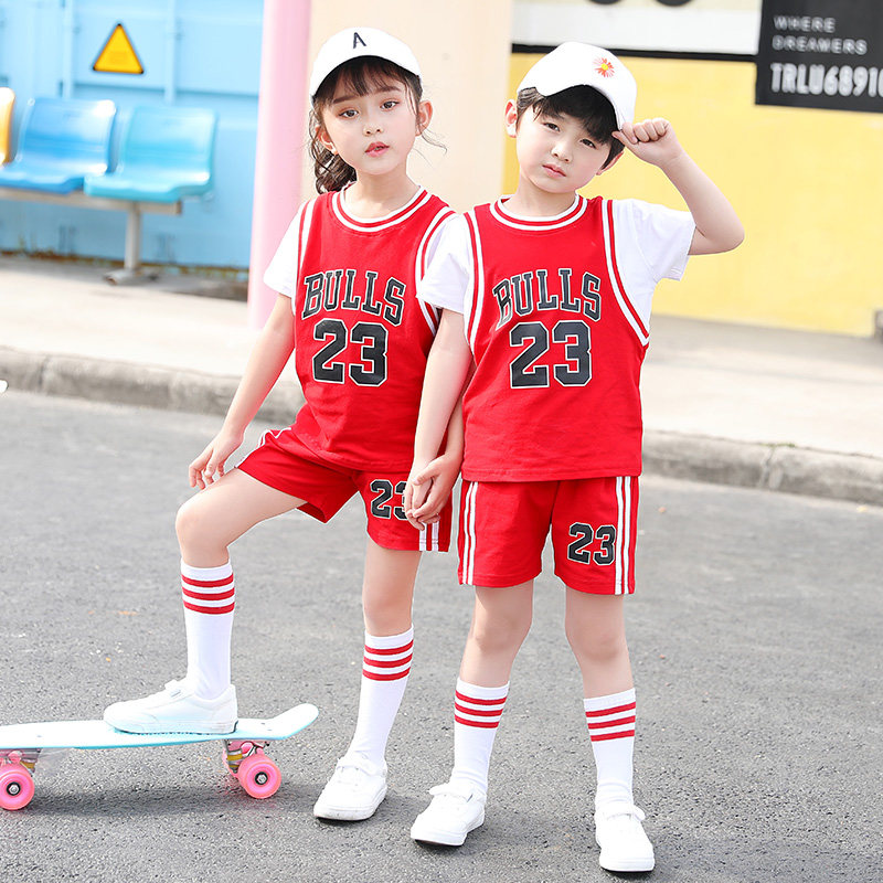 Kindergarten Summer Clothing Short Sleeve Suit Sports Clothes Basketball Performance Clothes Elementary School Students Class Clothes Boys And Girls Training Ball Clothes