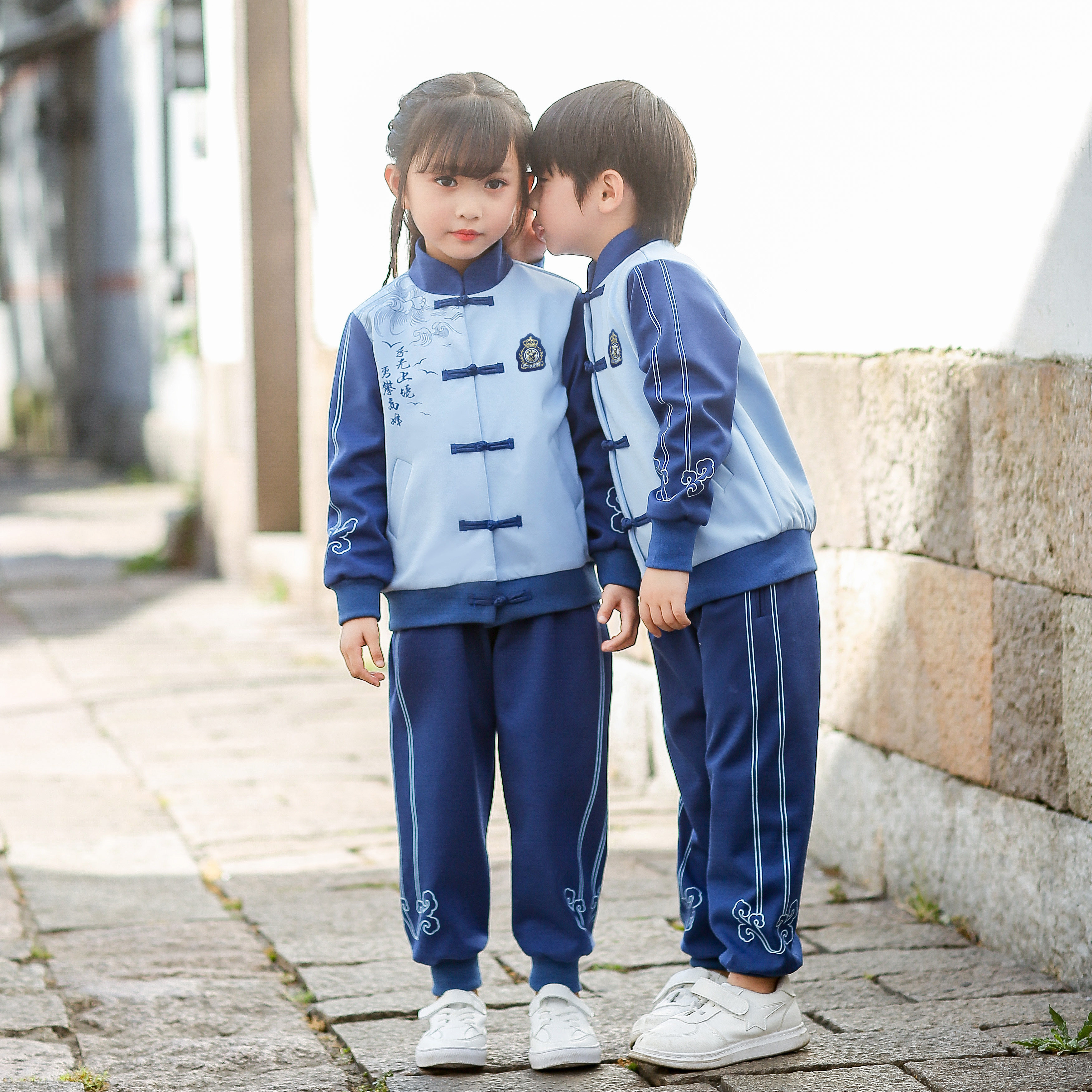 Kindergarten clothing spring and autumn clothing children's class clothing Chinese culture style primary school uniforms performance clothing set teacher national style