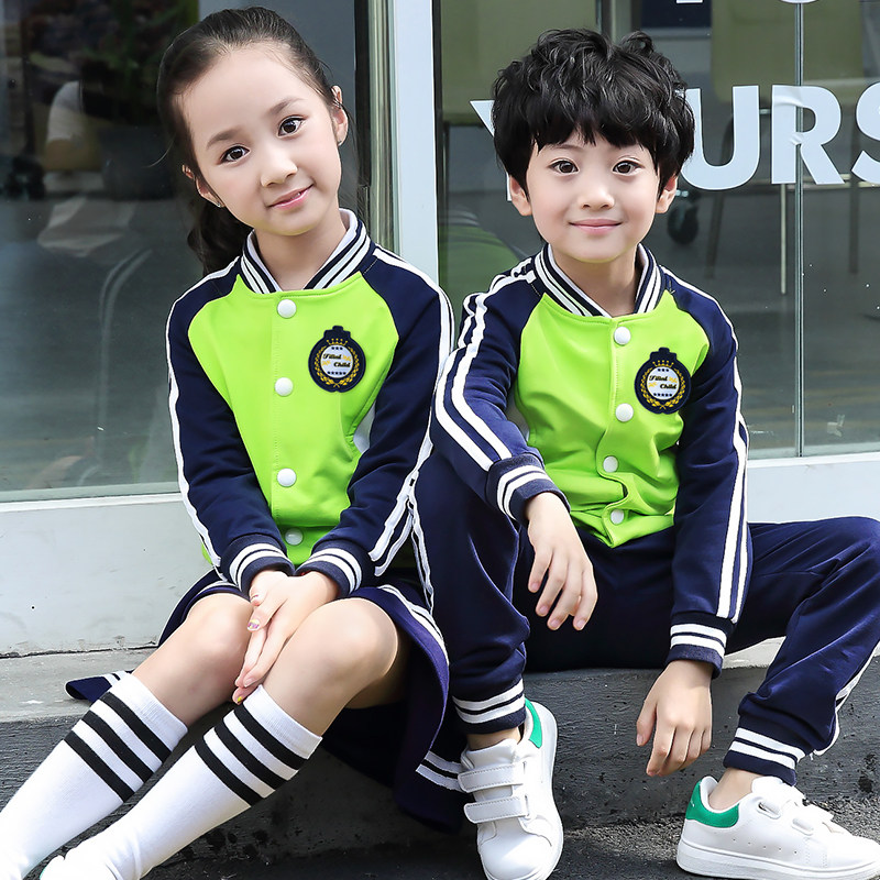 Pure cotton kindergarten garden clothes Spring and autumn children's class clothes Men and women primary and secondary school students uniform Baseball uniform Sports suit