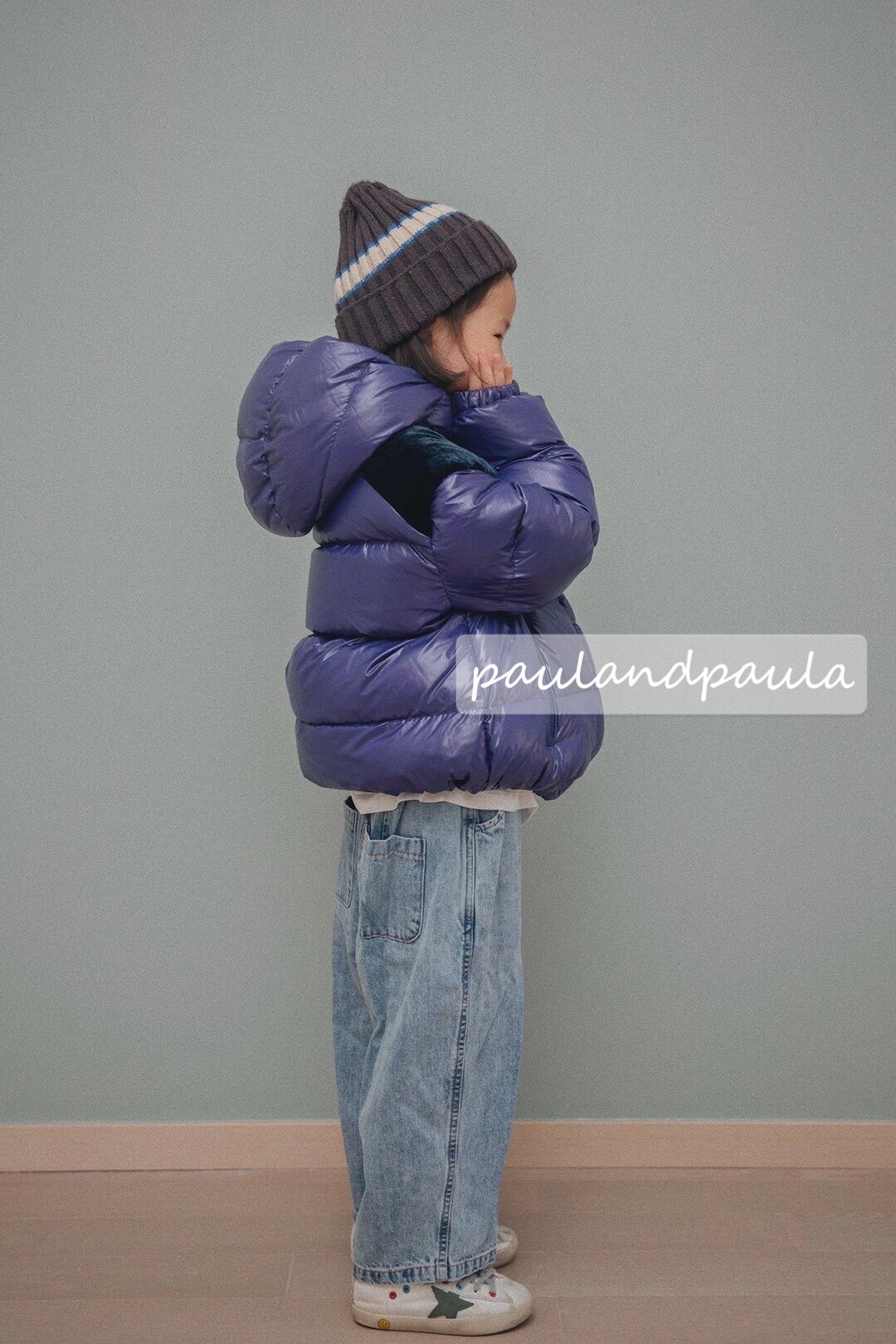 Purple bread jacket down jacket velvet stitching hooded 90 white goose down 22 winter new boys girls children