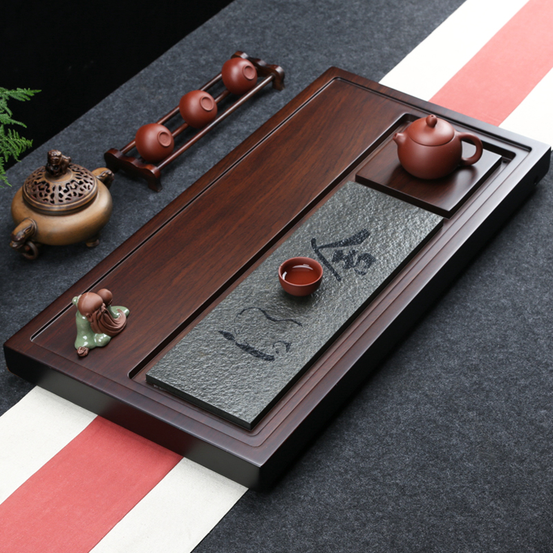 Whole ebony tea tray Solid wood tea table Wu Jinshi simple household tea sea large drainage Kung Fu tea set