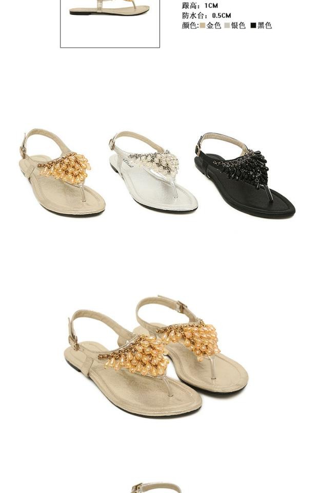 Mùa xuân và mùa hè 2018 mới nhúm đính đá sandal đính cườm đính đá phẳng với mũi giày nữ phiên bản Hàn Quốc - Sandal dép givenchy