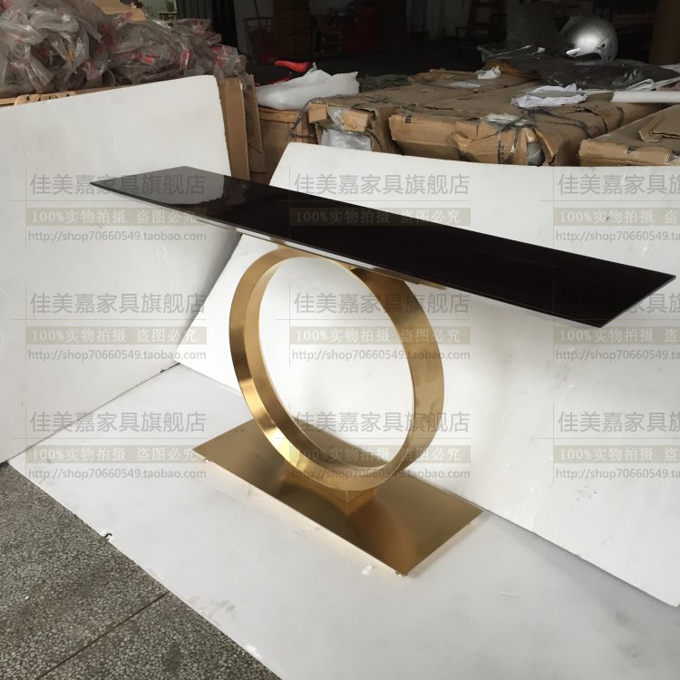 Bàn hiên nhà hiện đại bằng thép không gỉ dải phân cách trường hợp dải gỗ mun dài bàn chống lại bức tường bán hàng bộ phận câu lạc bộ đồ nội thất - Bàn / Bàn bộ bàn ăn đẹp