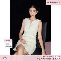 MandyZhang French butterfly gauze white dress high-end womens summer temperament sleeveless small fragrant vest dress