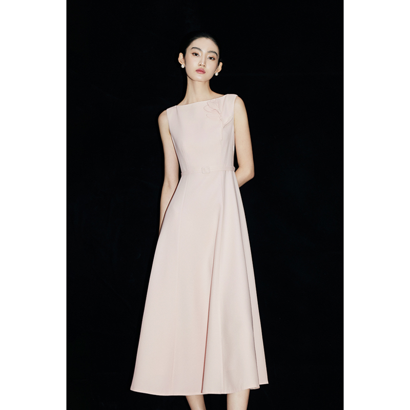 Mandyzhang Tulip Haute Couture Series Pink Acetate Dress Women's High-End Engagement Dress Long Skirt