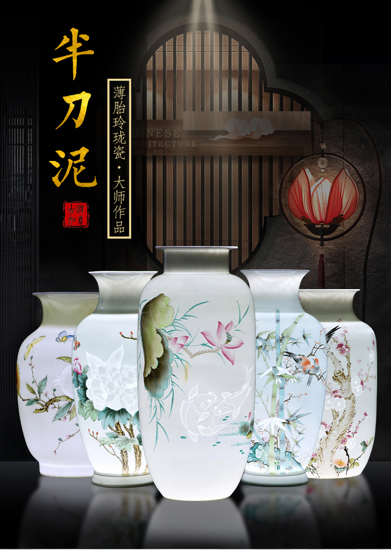 Jingdezhen ceramics manual hand - made vases, flower arrangement of Chinese style living room home TV ark adornment housewarming gift