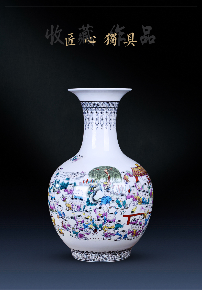 Jingdezhen ceramics powder enamel the ancient philosophers figure vase flowers in modern home decoration of Chinese style living room handicraft furnishing articles