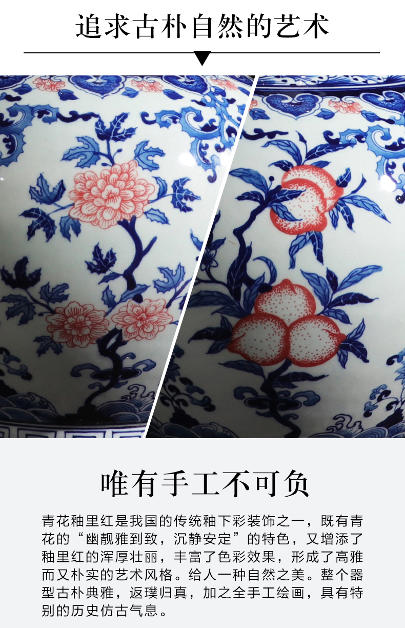 Jingdezhen ceramic vase furnishing articles flower arranging archaize sitting room both ears of blue and white porcelain vases, new Chinese style household decorations