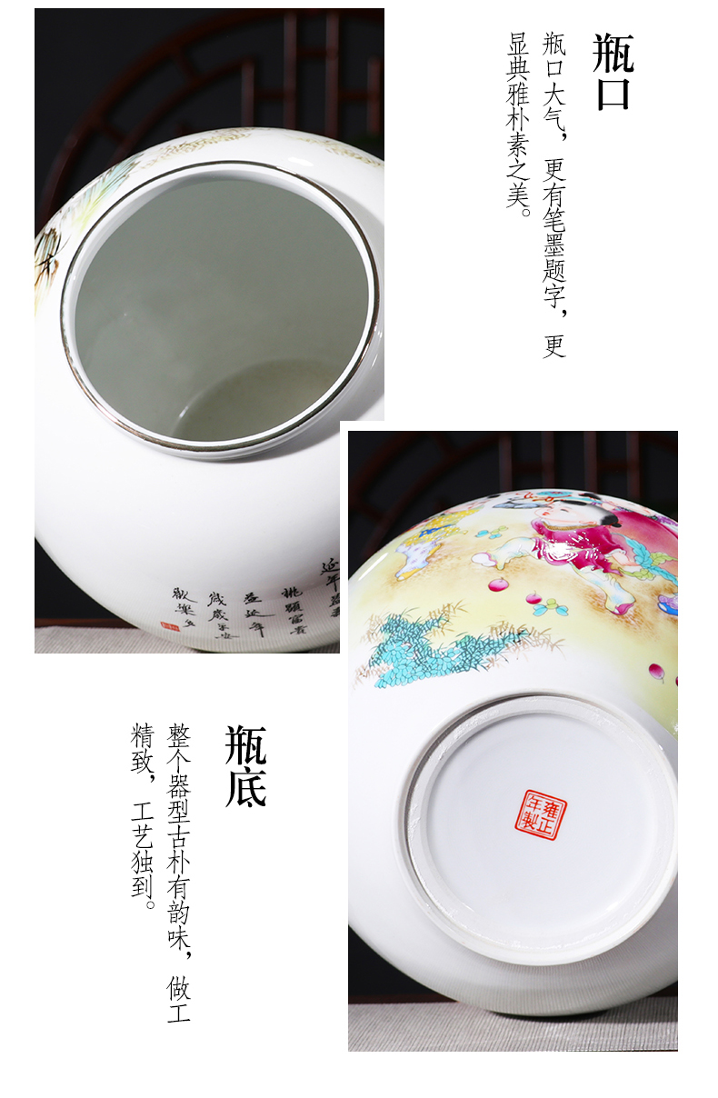 Jingdezhen ceramics vase pure manual gulp GuanPing new Chinese style household living room TV ark adornment furnishing articles