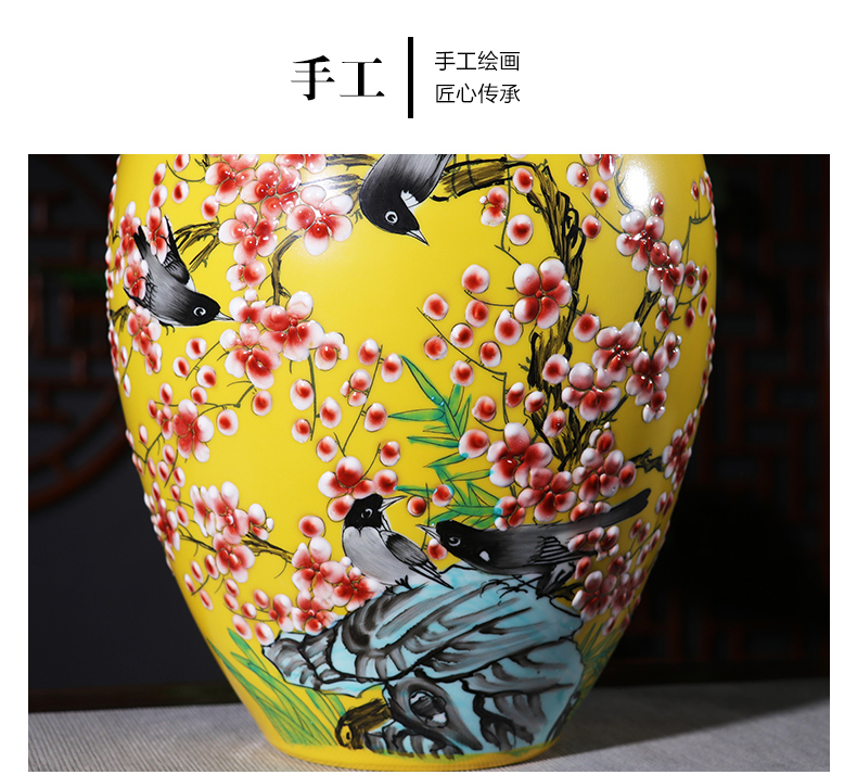 Jingdezhen ceramics vase furnishing articles flower arranging new sitting room of Chinese style household modern hand - made porcelain decoration process