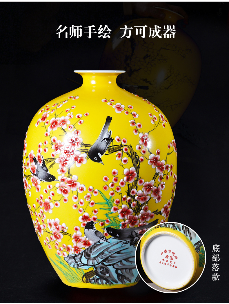 Jingdezhen ceramics vase large flowers in new Chinese style household adornment furnishing articles hand - made porcelain decoration in the living room