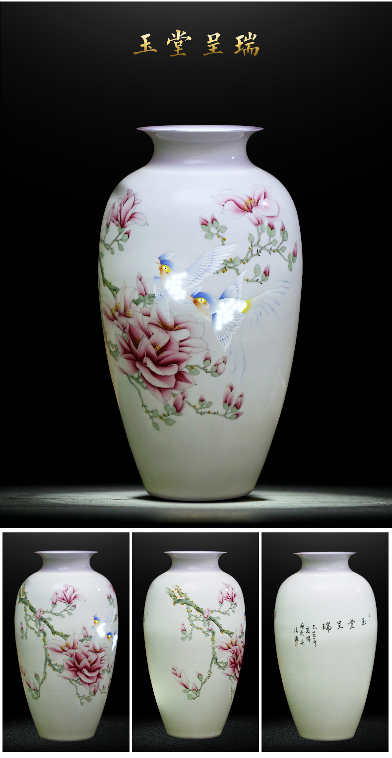 Jingdezhen ceramics famous master hand draw large lotus flower vase gift porcelain decorative household items furnishing articles