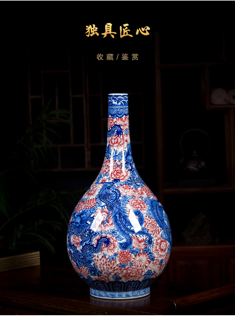 Jingdezhen ceramics hand - made archaize youligong longfeng gall bladder of blue and white porcelain vase small expressions using the home decoration furnishing articles