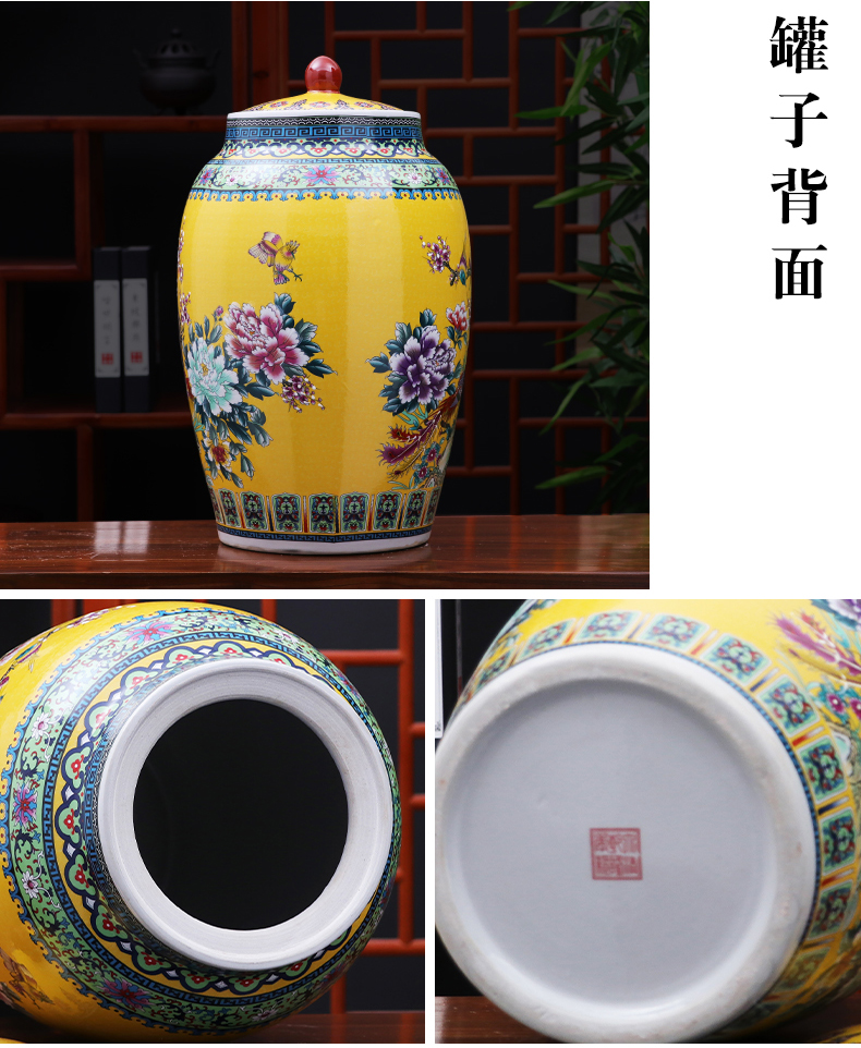 Jingdezhen ceramic barrel 30 jins home 20 jins with cover seal insect - resistant moistureproof tank home furnishing articles