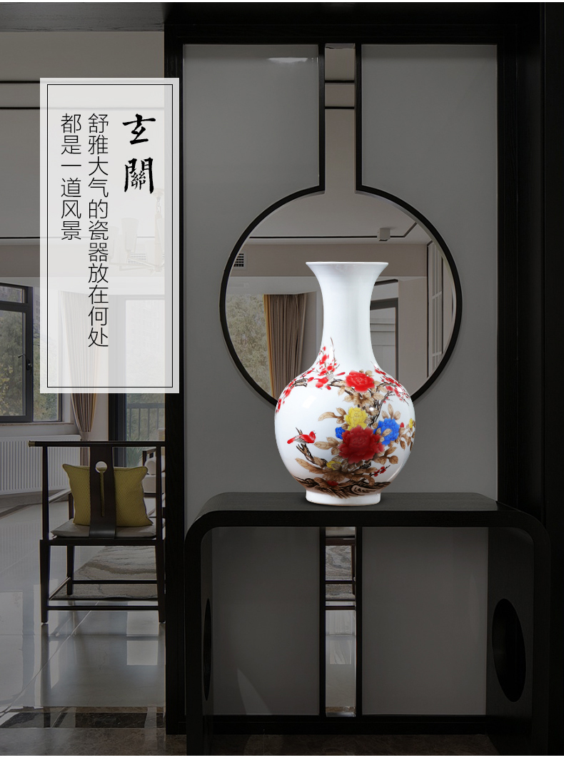 Jingdezhen ceramics powder enamel vase rich ancient frame the sitting room of Chinese style household adornment TV ark, place adorn article