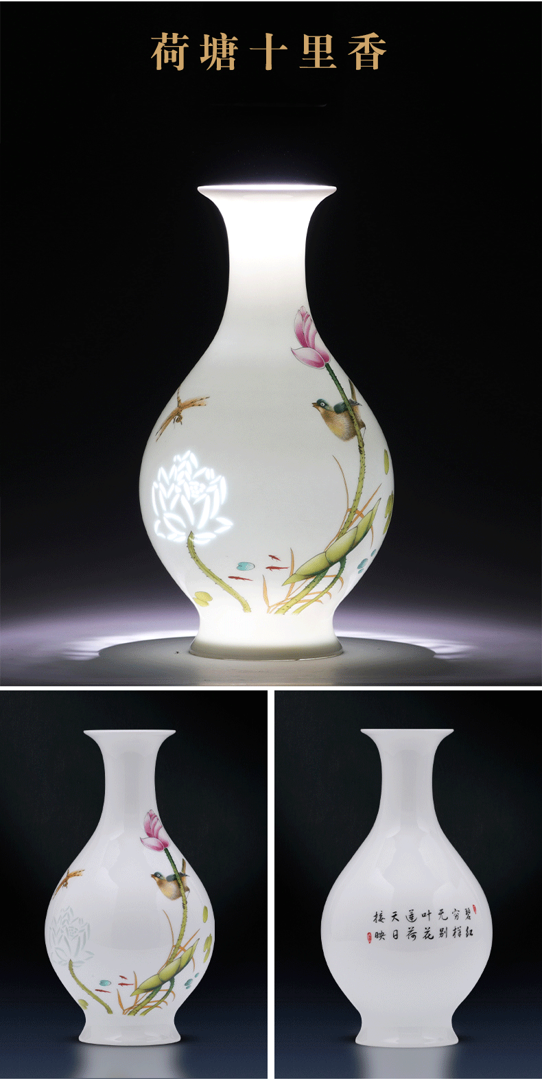 Porcelain of jingdezhen ceramics flower bottle manually exquisite flower arranging dried flowers of I sitting room home furnishing articles