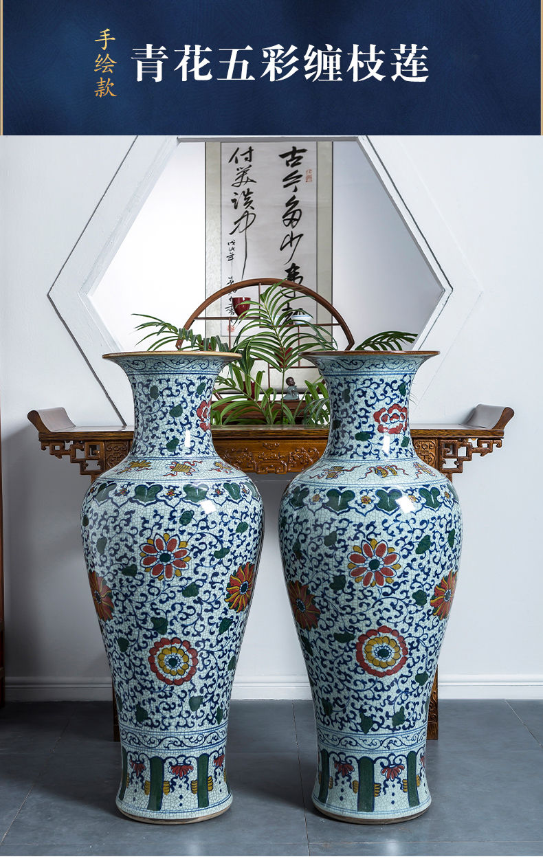 Large antique hand - made of blue and white porcelain vase furnishing articles Chinese jingdezhen ceramics to heavy Large sitting room ground decoration