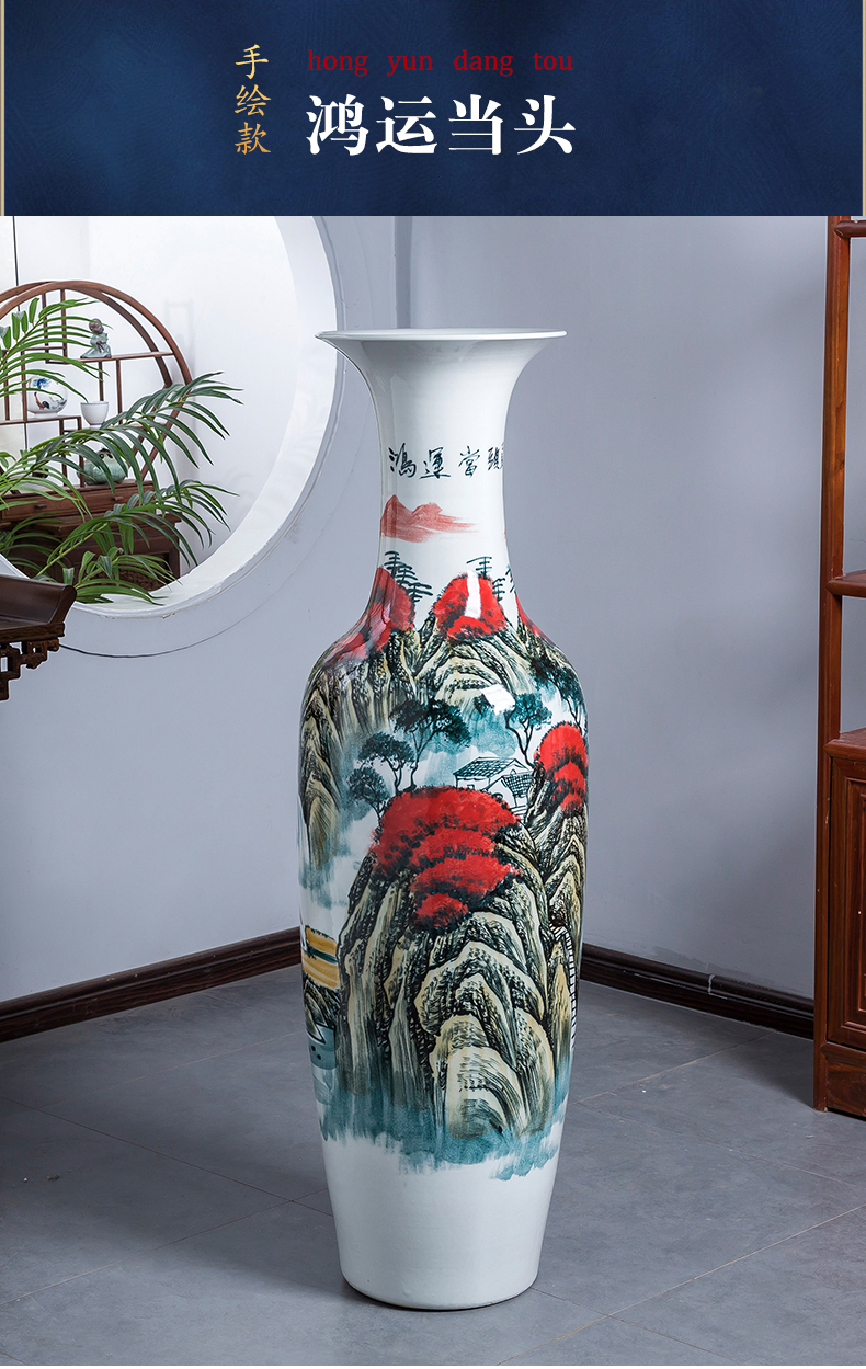 Jingdezhen ceramics luck, blooming flowers, large sitting room adornment is placed large vase hotel