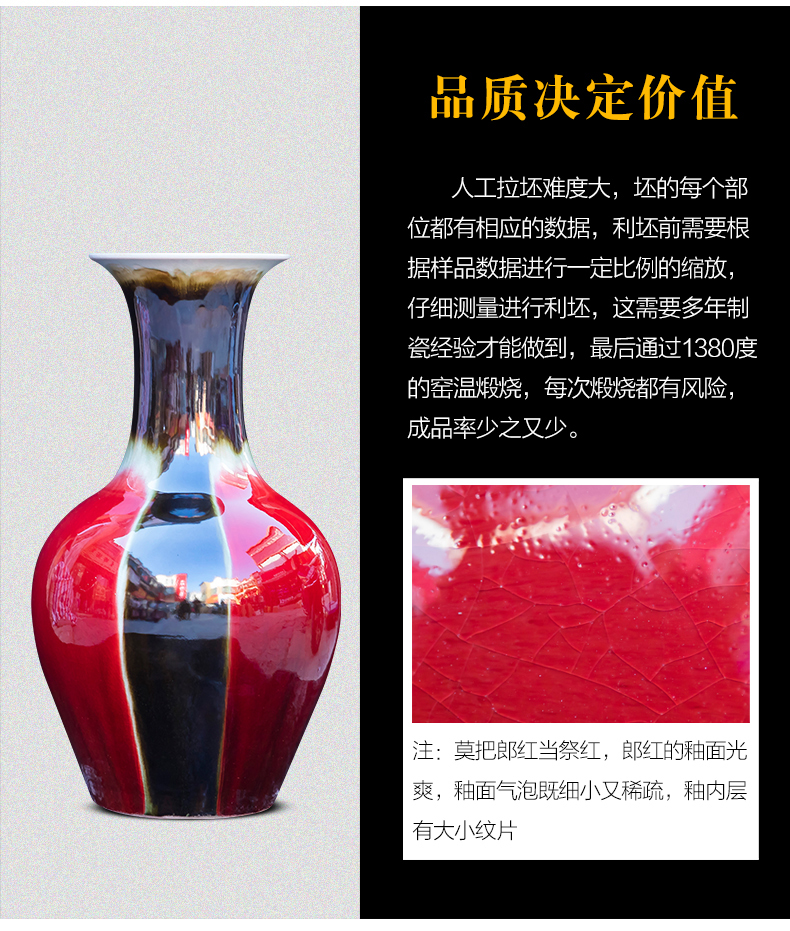 Jingdezhen classical three Yang kaitai, large vase large porcelain vases, ruby red up porcelain bottle expressions using