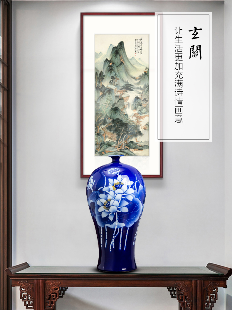 Jingdezhen blue and white porcelain vase hand - made ceramics lotus flower arrangement sitting room adornment of Chinese style household act the role ofing is tasted furnishing articles