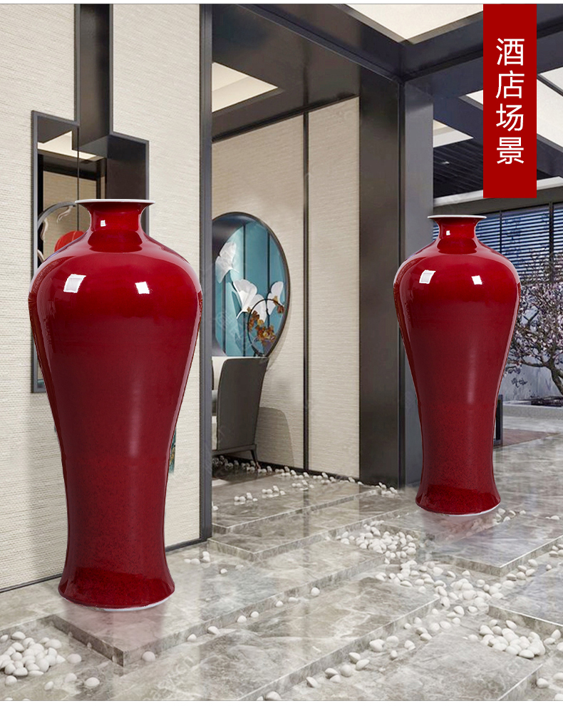 Jingdezhen ceramics originality of large vase oversized red bottle hotel sitting room adornment is placed