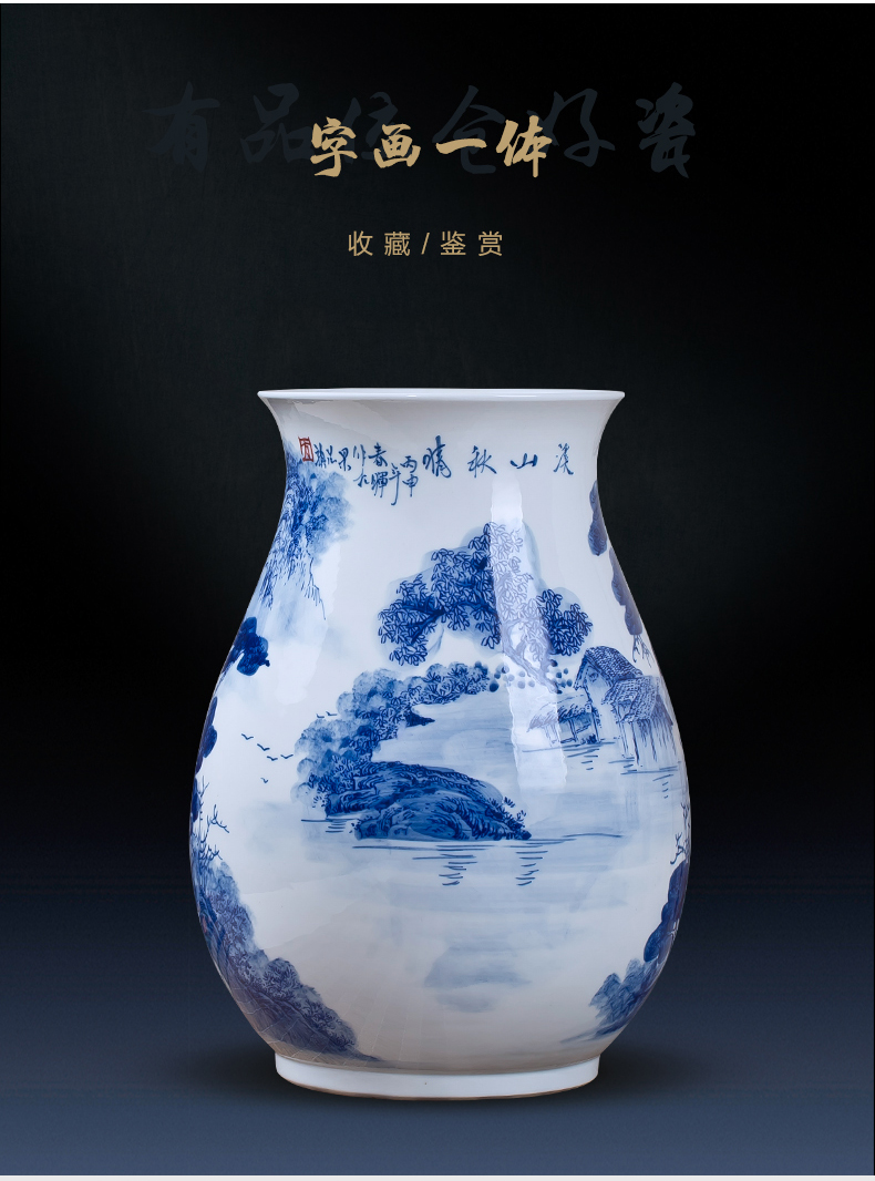 Jingdezhen ceramics hand - made of blue and white porcelain vase furnishing articles of new Chinese style living room TV ark, porcelain home decoration