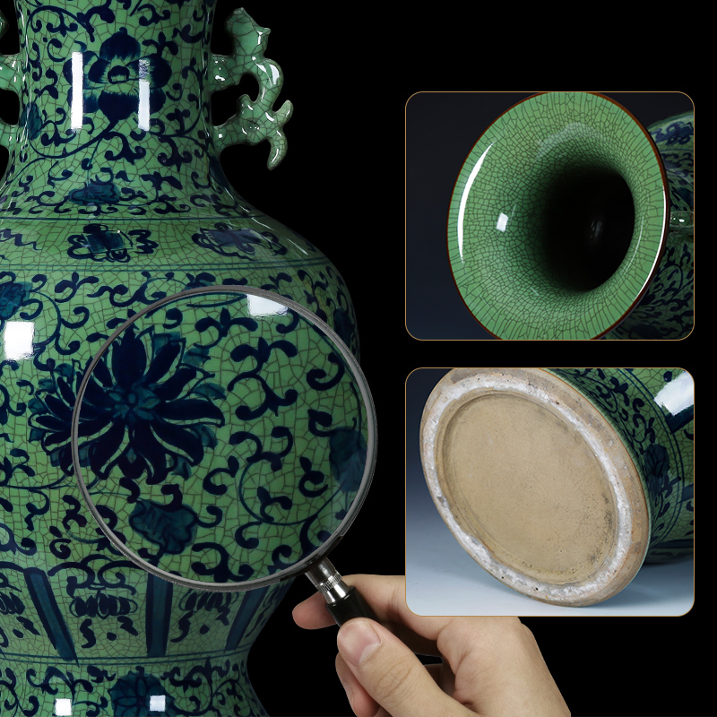 Hand draw large antique vase of blue and white porcelain of jingdezhen ceramics furnishing articles vintage porcelain landing sitting room adornment