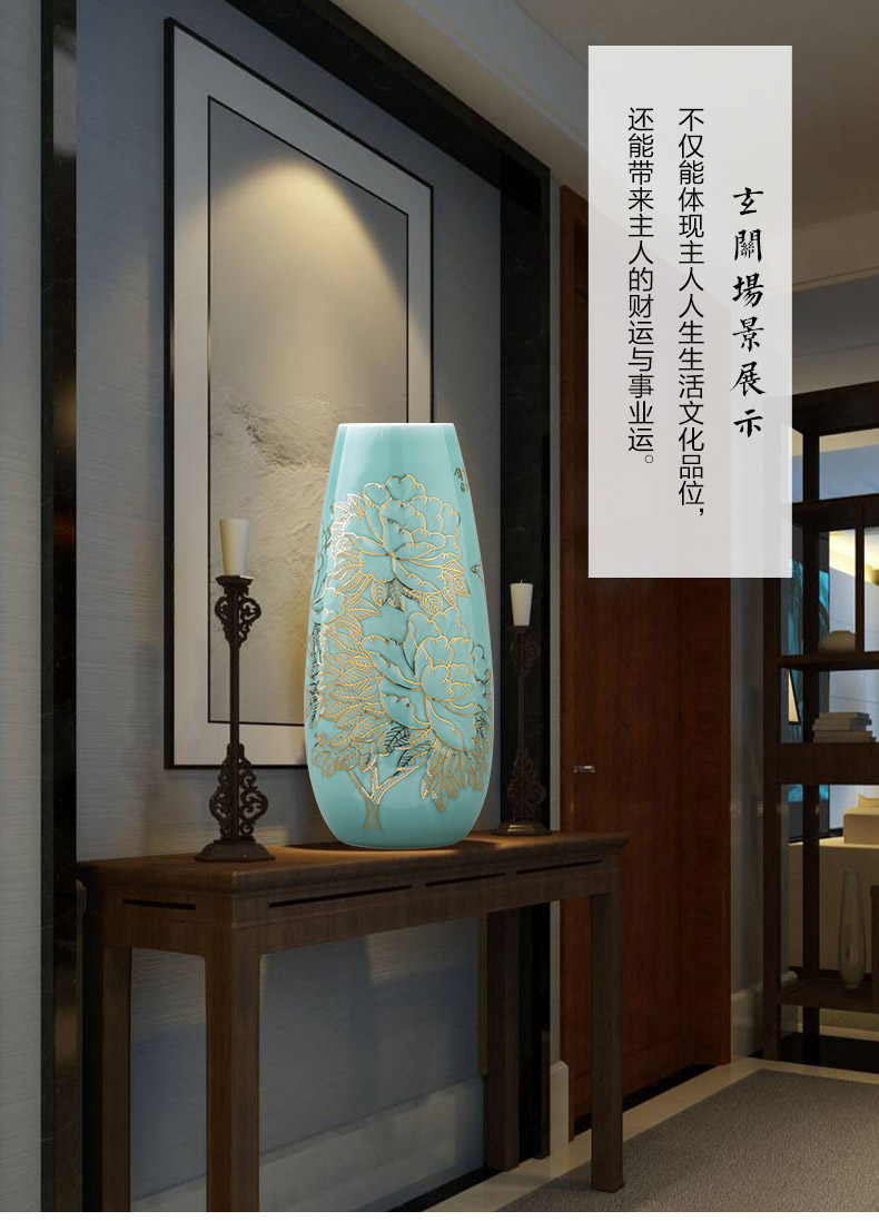 The Master of jingdezhen ceramics vase hand - made light green glair see Chinese key-2 luxury home sitting room adornment is placed adorn article