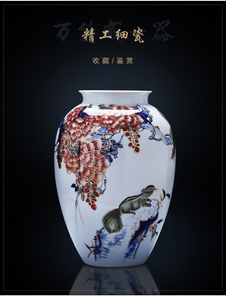 The see colour porcelain of jingdezhen ceramics vase hand - made gold rat prosperous wealth of modern Chinese style household decorates sitting room furnishing articles