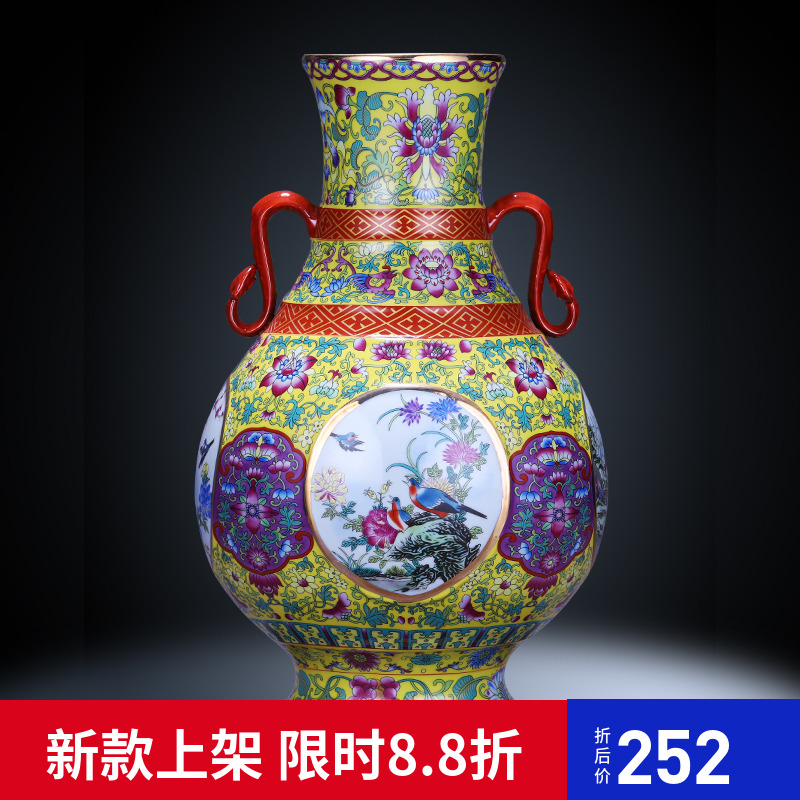 Jingdezhen ceramics ears vases, flower arranging Chinese style restoring ancient ways the sitting room home furnishing articles rich ancient frame TV ark, adornment