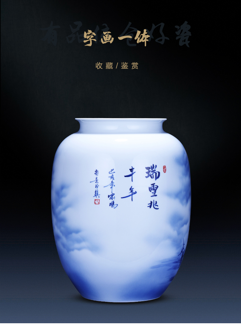 Jingdezhen ceramics hand - made large blue and white porcelain vase a snow harvest idea gourd bottle home furnishing articles