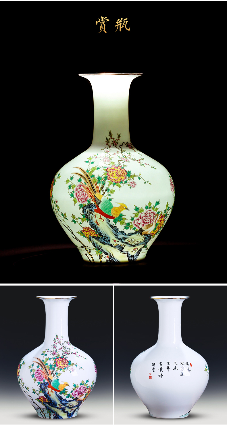 Jingdezhen ceramics powder enamel thin foetus vase Chinese style household furnishing articles sitting room TV ark adornment porcelain arranging flowers