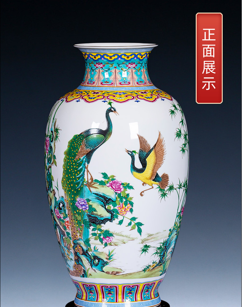 Jingdezhen ceramics enamel pastel colored vases furnishing articles of new Chinese style household flower adornment handicraft sitting room