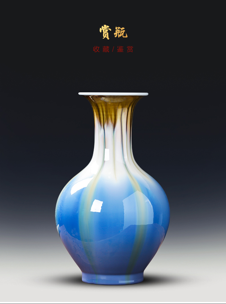 Jingdezhen ceramics blue vase pomegranate bottle furnishing articles creative TV ark, rich ancient frame of Chinese style household ornaments