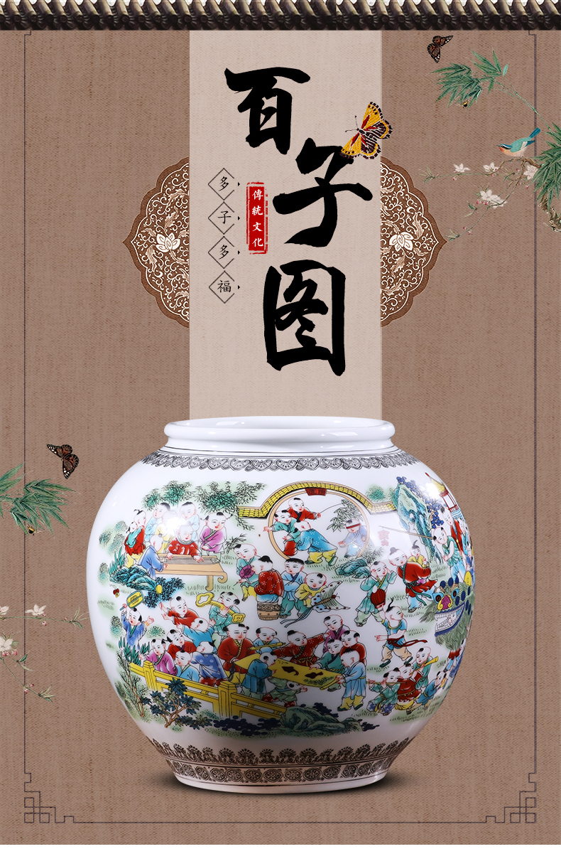 Jingdezhen ceramics vase storage tank with cover Chinese flower arranging household act the role ofing is tasted sitting room TV cabinet decorative furnishing articles