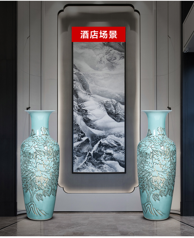 Jingdezhen ceramics craft anaglyph hand - made paint large vases, large sitting room place, a new Chinese style hotel