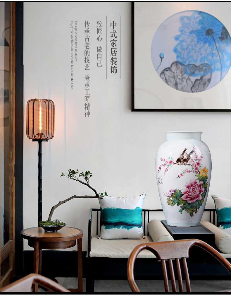 Jingdezhen ceramics hand - made enamel vase large living room TV cabinet decoration of Chinese style household furnishing articles bottle