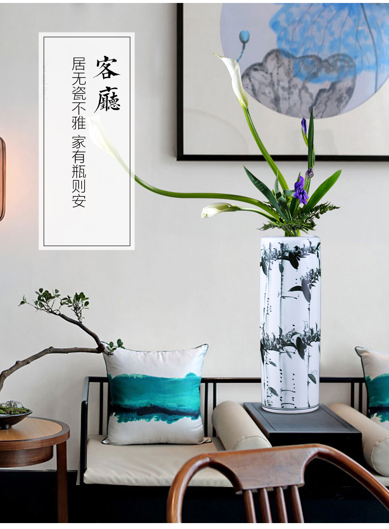 Jingdezhen ceramics have lucky bamboo vases, flower arranging furnishing articles sitting room ground large - sized straight aquatic culture flower arrangement