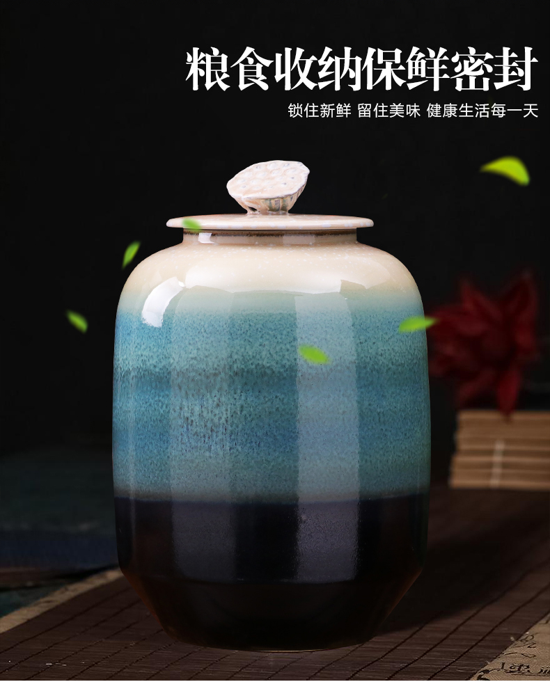 Jingdezhen porcelain furnishing articles caddy fixings ceramic large seal pot of tea cake tin barrel 15 kg 30 jins 50 kg insect - resistant