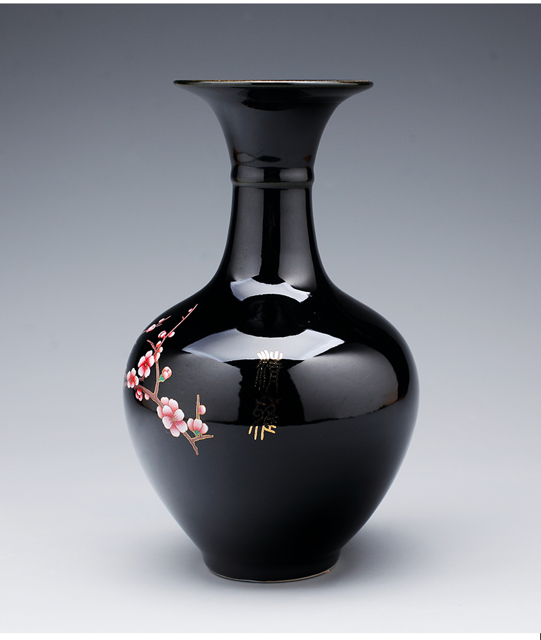 Jingdezhen ceramics black floret bottle furnishing articles name plum blossom put I and contracted sitting room porch ark, home decoration