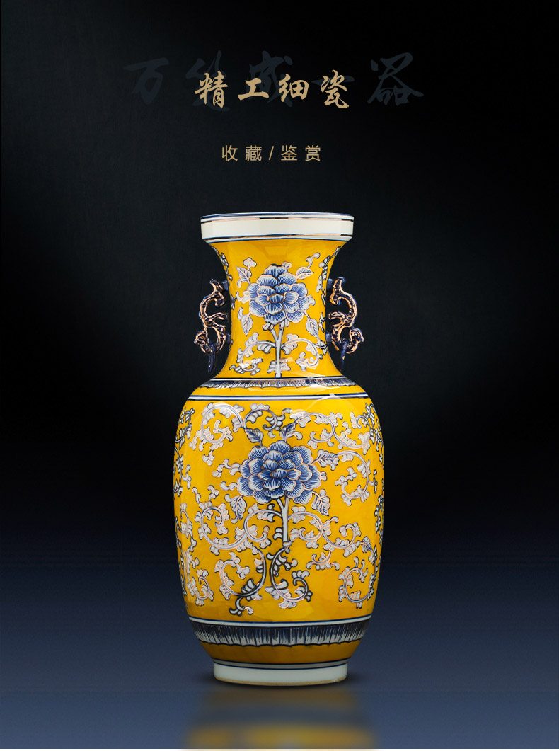 Jingdezhen chinaware paint hand - made vases, antique Chinese style light key-2 luxury living room TV cabinet decoration handicraft furnishing articles