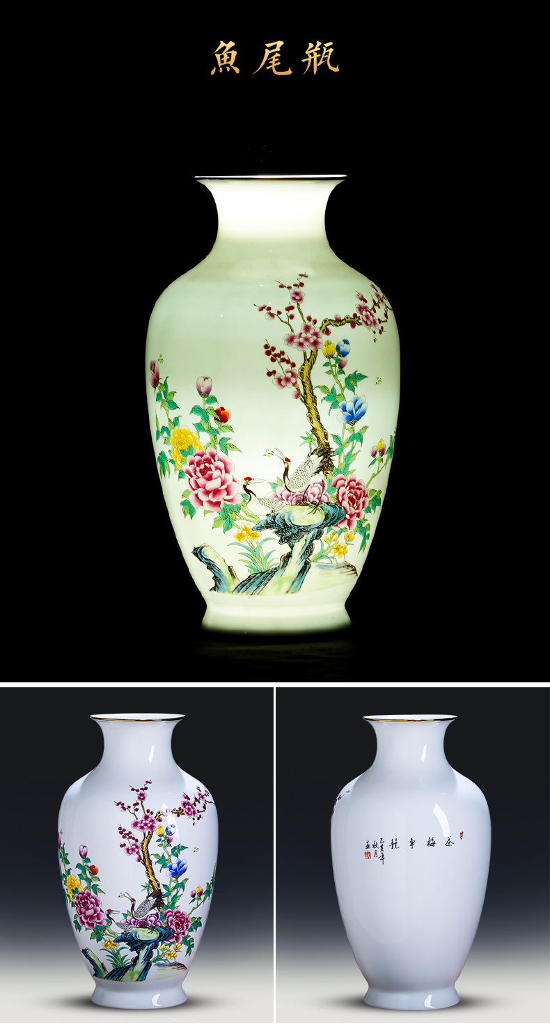 Jingdezhen ceramics powder enamel thin foetus vase Chinese style household furnishing articles sitting room TV ark adornment porcelain arranging flowers