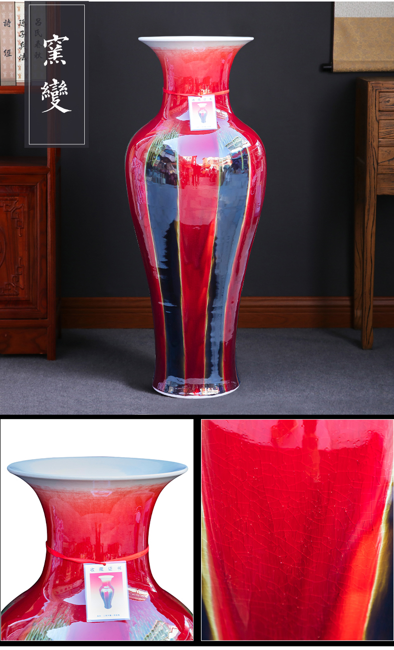 Jingdezhen ceramics crack ruby red large vases, large home sitting room hotel classical adornment furnishing articles