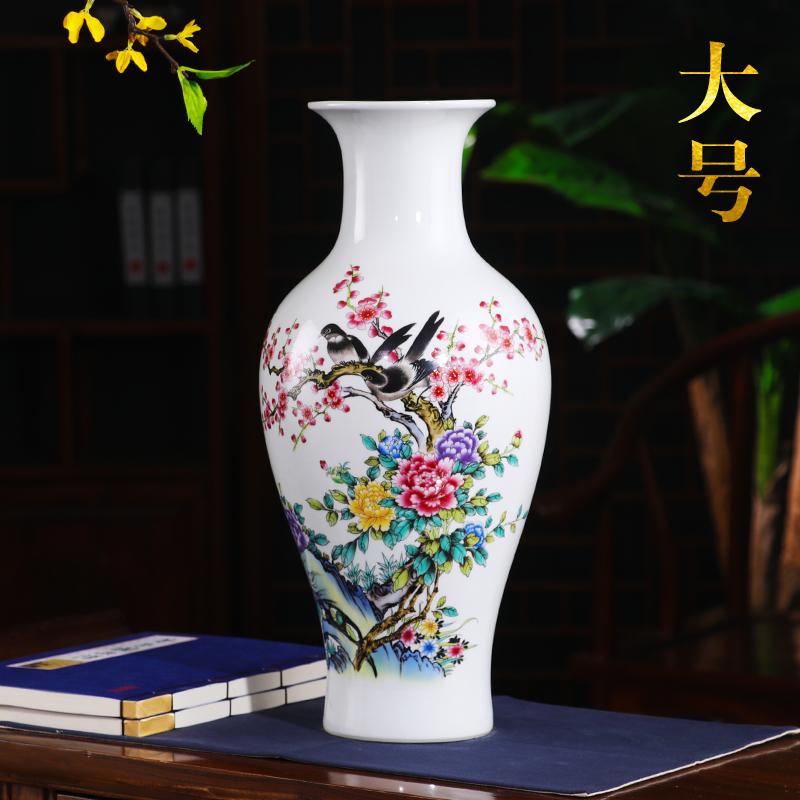 Large landscape of jingdezhen ceramics vase Chinese flower arranging sitting room home TV ark adornment porcelain of furnishing articles